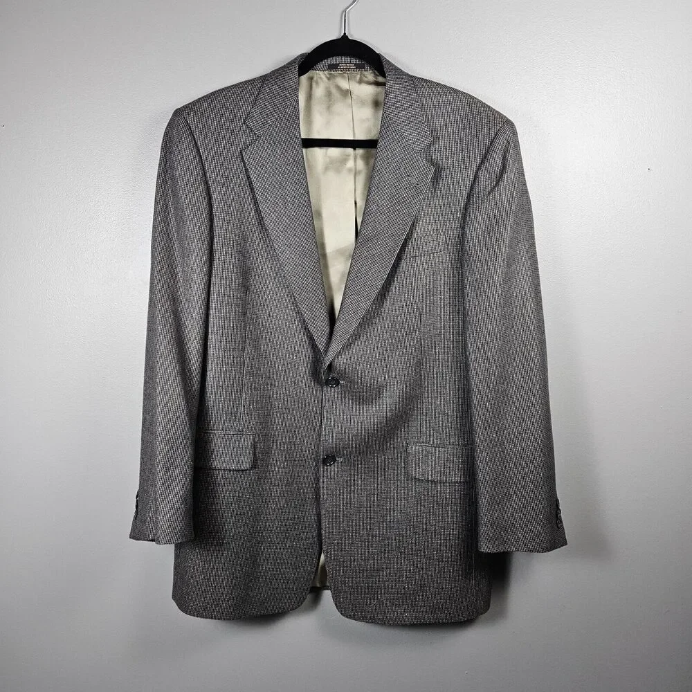 Hart Schaffner Marx Mens Blazer Jacket Size 42L Blue Gold Plaid Sport‎ Coat
